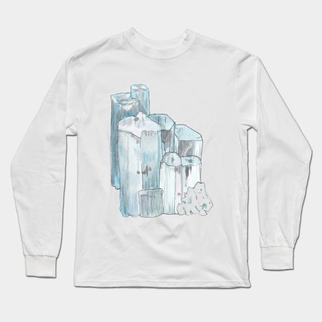 Aquamarine Crystal Long Sleeve T-Shirt by sheehanstudios